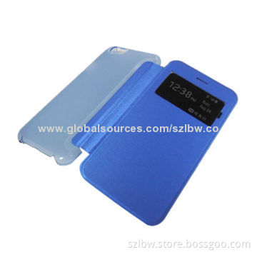 S-view Flip Leather Back Cover/Case for iPhone 6 with Open Window Sleep Function